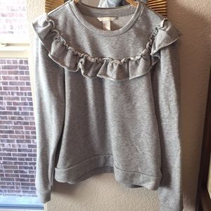 H&M gray ruffle sweatshirt (size M)